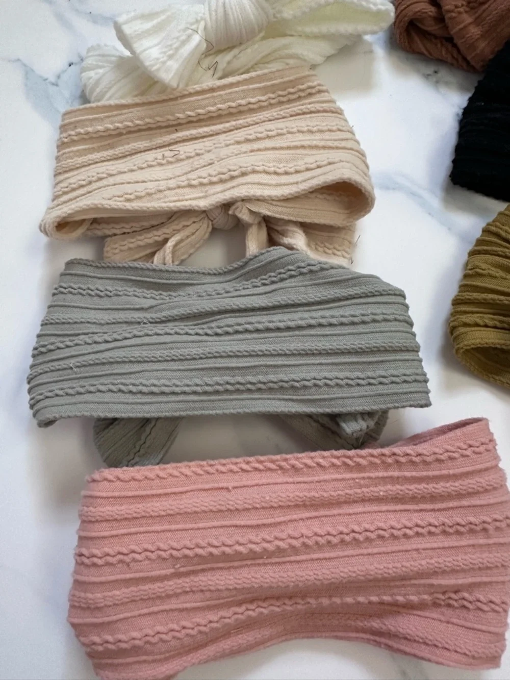 Kids Ribbed Bow Headband Set - Seven Different Colors Size 0-6 Months